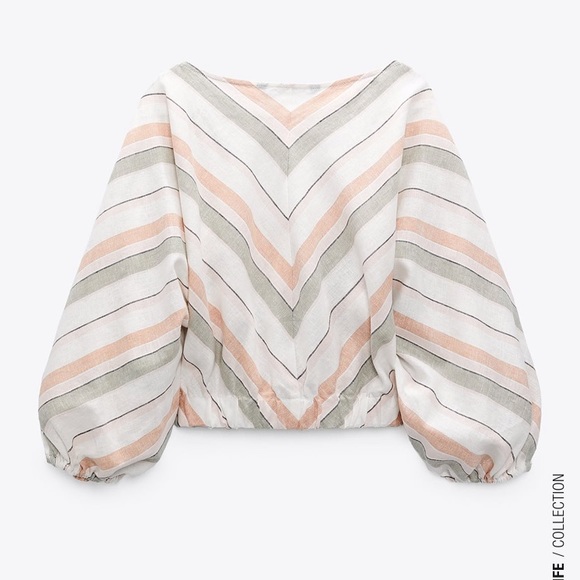Zara Striped Linen Blend Top - Picture 4 of 6